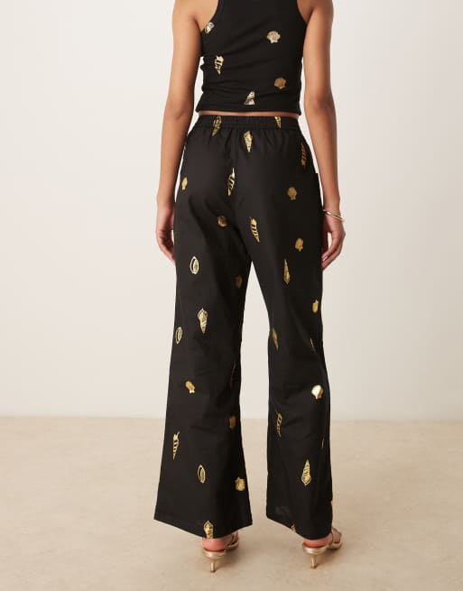 black and gold dress pants Never Fully Dressed shell wide leg in - part of a set 4T