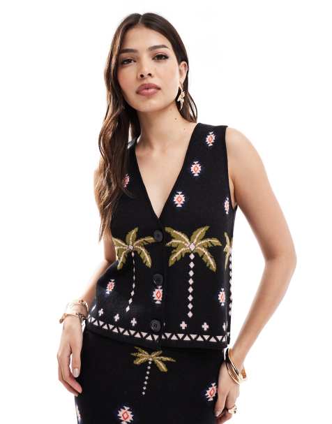 Never Fully Dressed Havana waistcoat co-ord in black - view 1