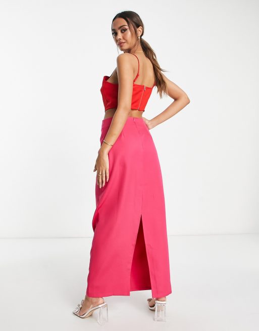 Never Fully Dressed heart cut-out maxi dress in red and pink | ASOS