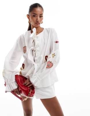 Never Fully Dressed Heart Embroidered Shirt