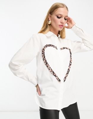 Never Fully Dressed heart frill shirt in white - ASOS Price Checker