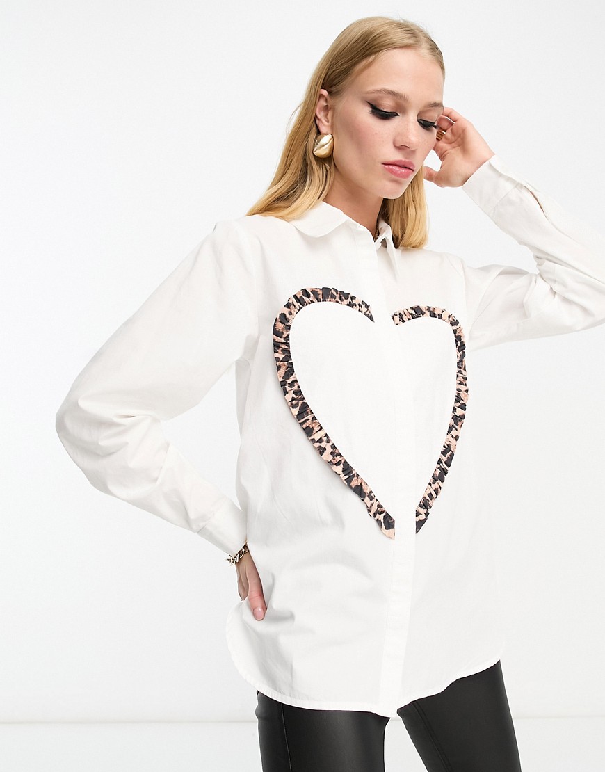 Never Fully Dressed heart frill shirt in white