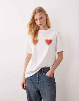 Never Fully Dressed Heart Print T-shirt In White