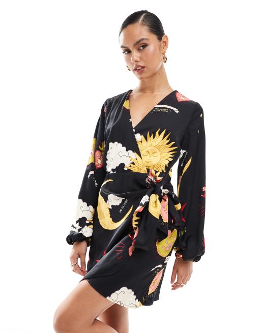 Heart print wrap dress hotsell