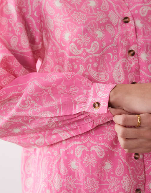 Never Fully Dressed – Hemdbluse mit rosa Paisleymuster, Kombiteil, 3 von 4