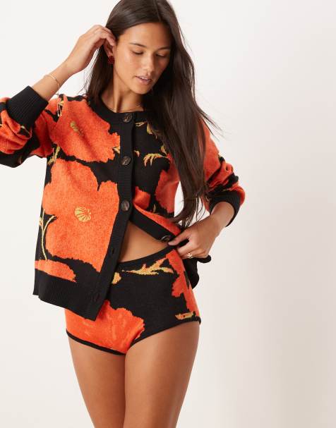 Never Fully Dressed high waist hot pants in poppy knit - part of a set - view 1