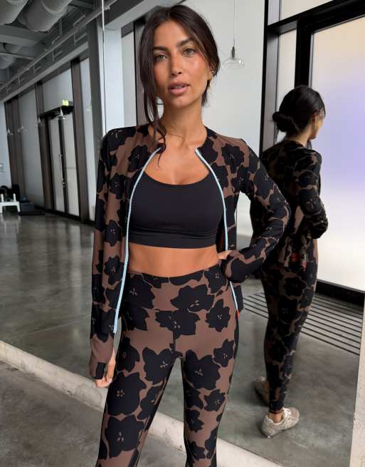 Never Fully Dressed high waisted flared leggings in brown floral, 2 of 4