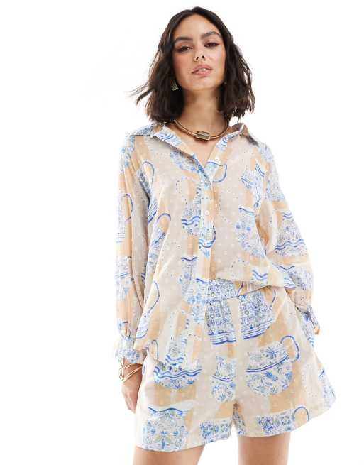 Never Fully Dressed high waisted shorts in teapot print (part of a set)