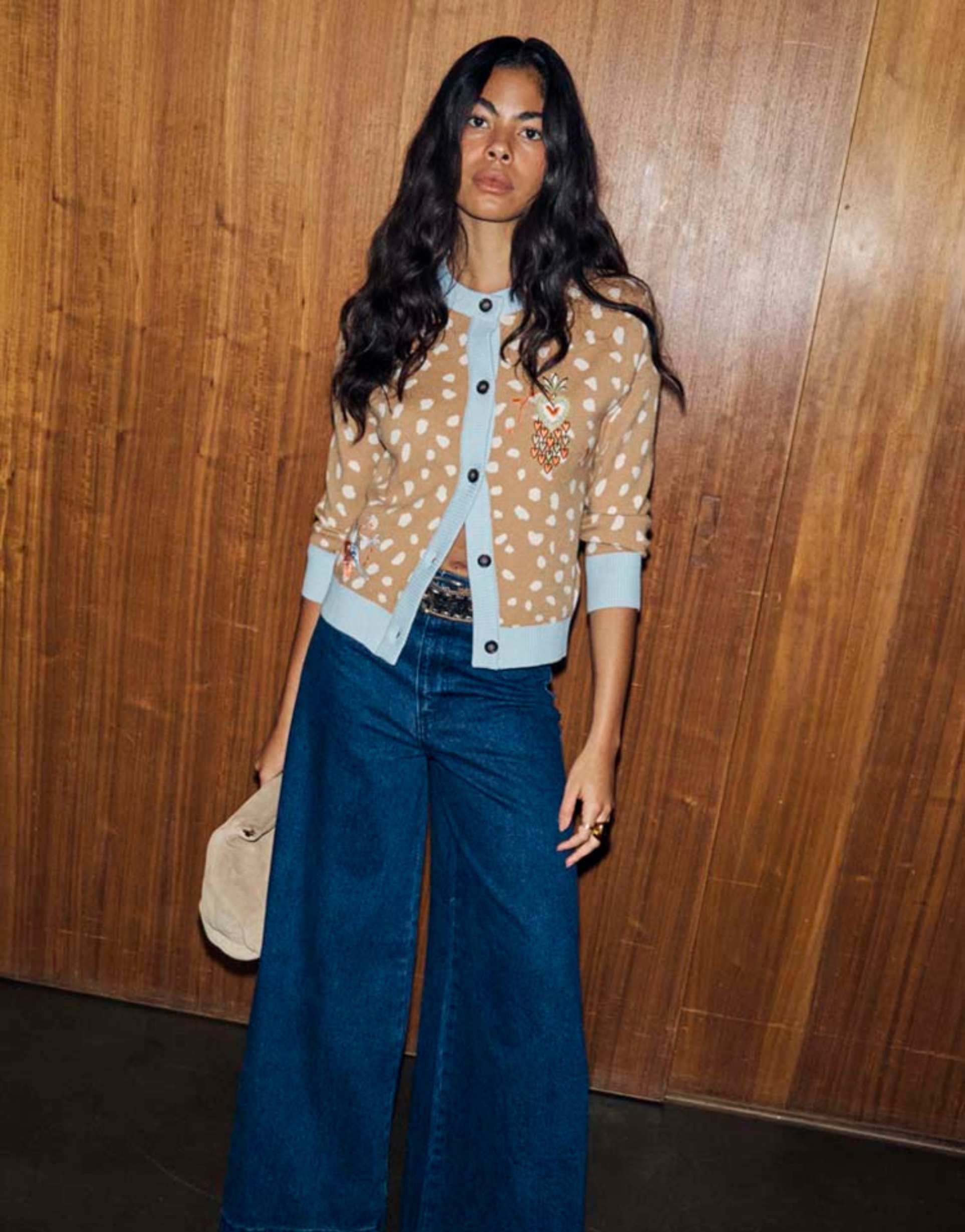 never fully dressed hollie cardigan in brown deer print