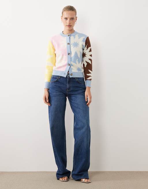 Never Fully Dressed Hollie pastel colour block cardigan in soleil print, 2 of 4