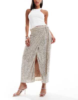 Never Fully Dressed Jaspre Embellished Midi Skirt In Silver