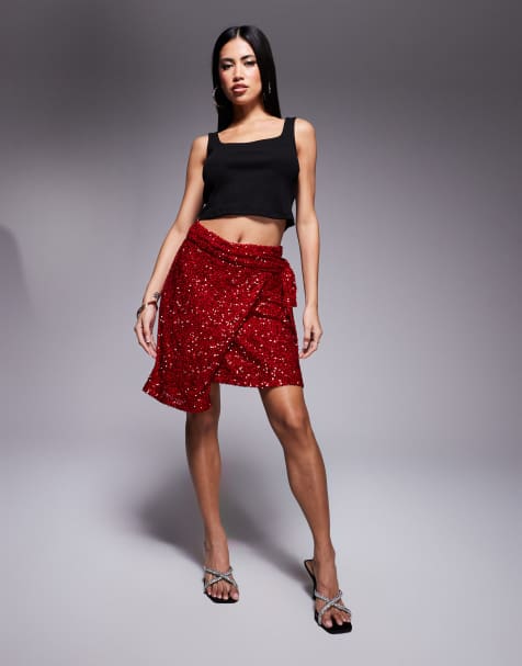Never Fully Dressed Jaspre embellished mini skirt in red - view 1