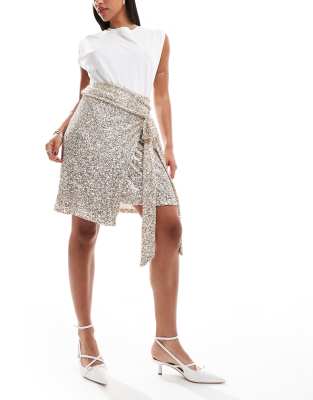 Jaspre embellished mini skirt in silver