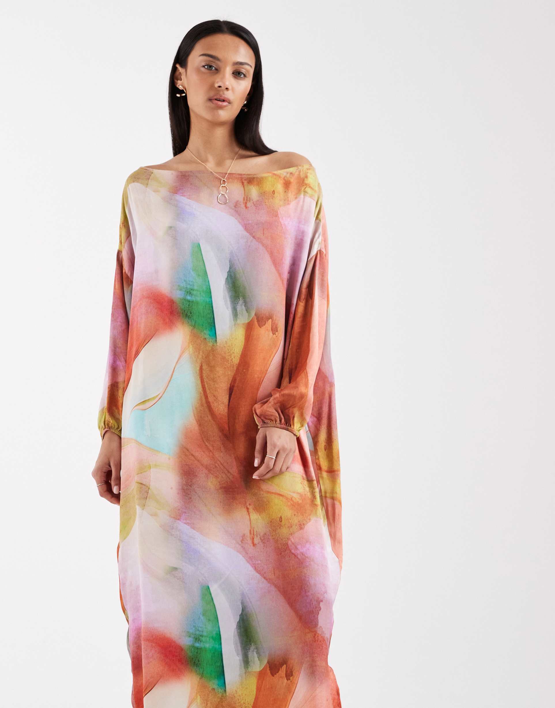 never fully dressed jem abstract oversized midaxi dress in ombre