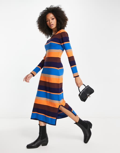 Never Fully Dressed Joseph knitted midi dress in multi | ASOS