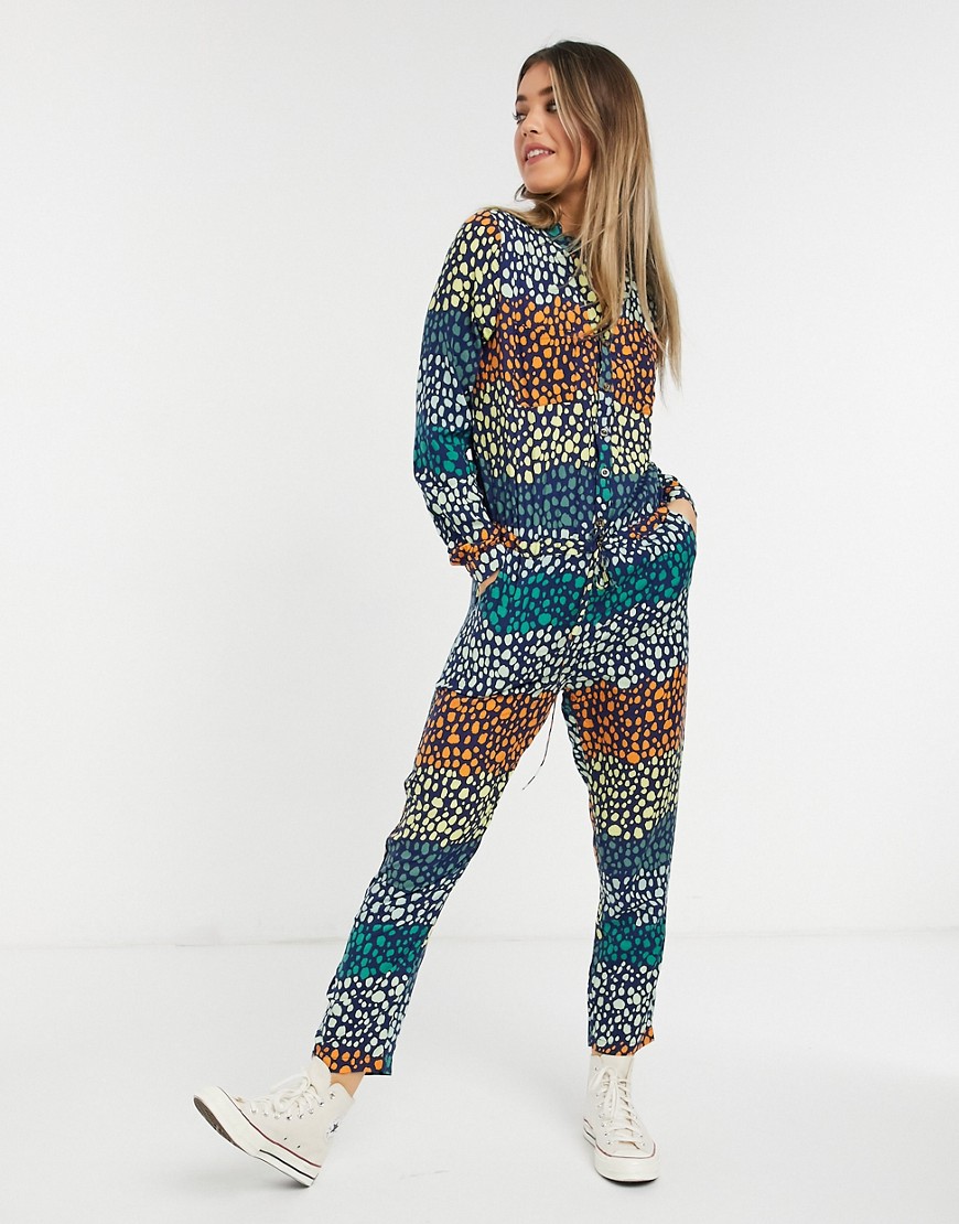 Never Fully Dressed - Jumpsuit met overslag en gestrikte mouwen in gemengde stippenprint-Verschillende kleuren