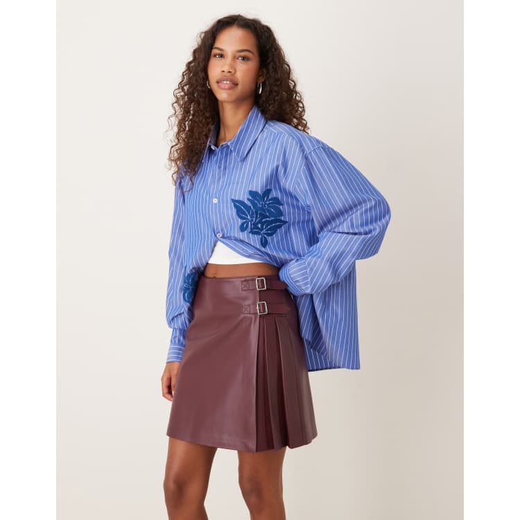 Never Fully Dressed kilt mini skirt in wine | ASOS