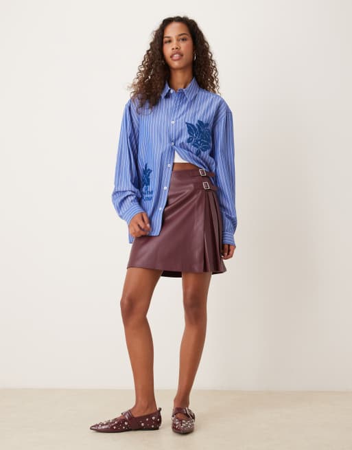 Never Fully Dressed kilt mini skirt in wine, 2 of 5