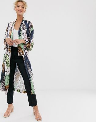 Never Fully Dressed - Kimono met panelen met luipaardprint in multi