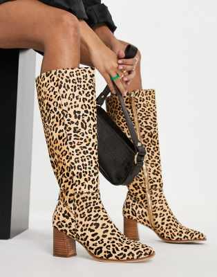 Never Fully Dressed knee high boots in leopard print