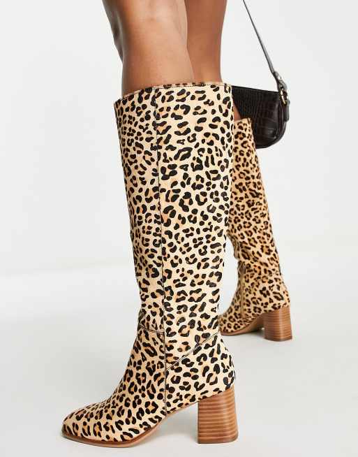 Leopard print tall store boots