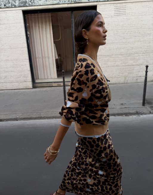 Never Fully Dressed knit button down cardigan in leopard print, 4 of 4