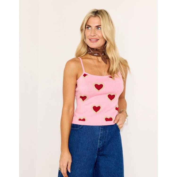 トップス ANDMARY Heart point tops pink ANDMARY】Heart point tops