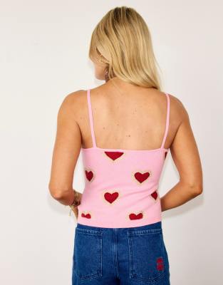Never Fully Dressed Heart-motif String Top In Pink