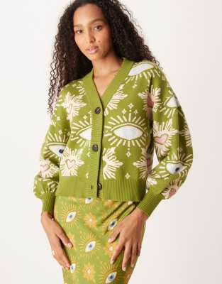 Never Fully Dressed Knit Cardigan In Green