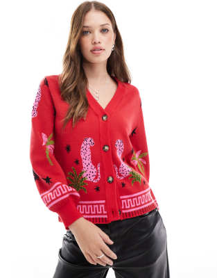 knit cardigan in red