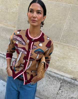 Never Fully Dressed Knit Crew Neck Cardigan In Multi
