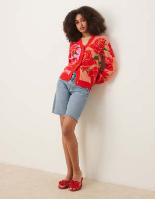 Never Fully Dressed Knit Rose Contrast Cardigan