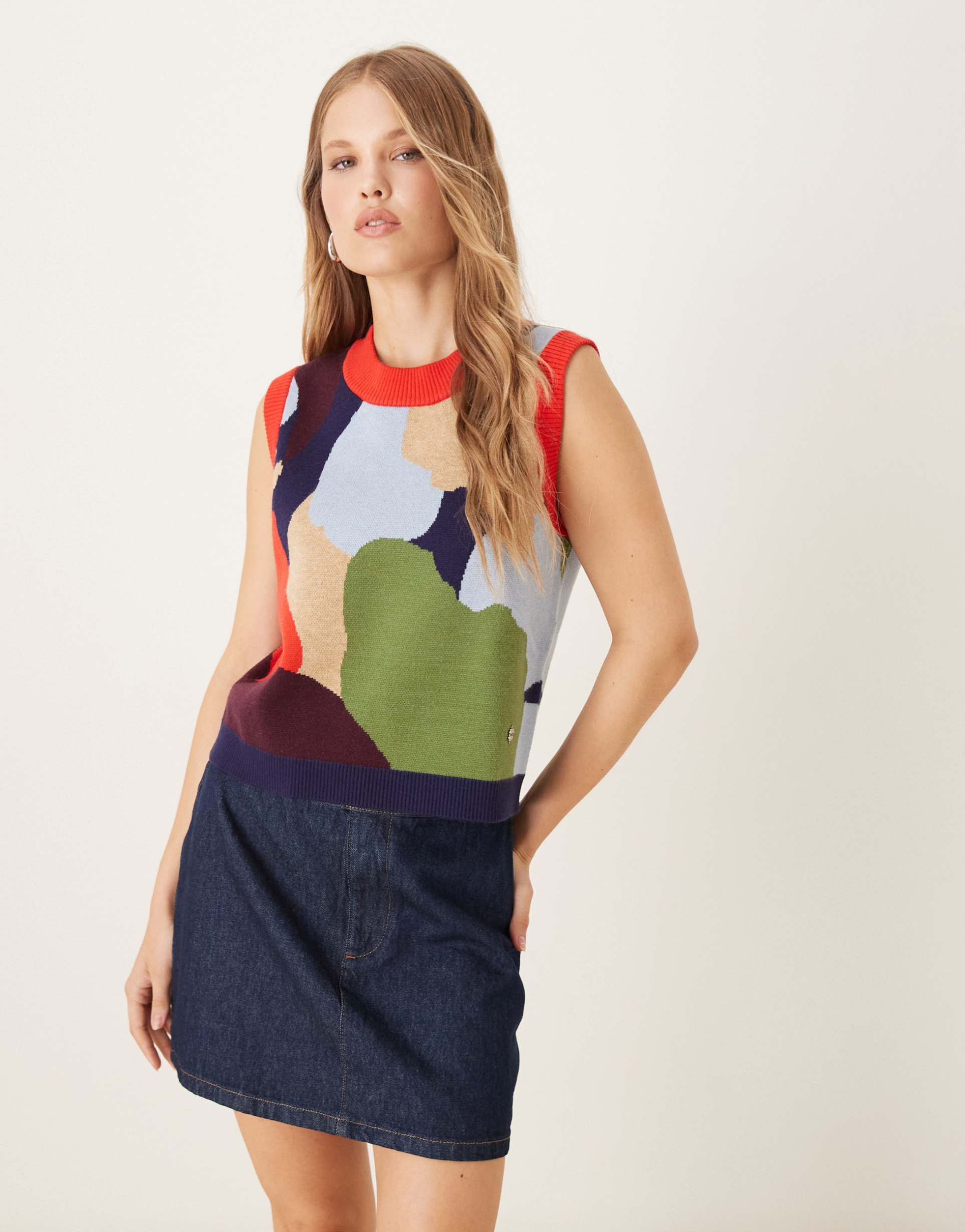 never fully dressed knit tank top in abstract print