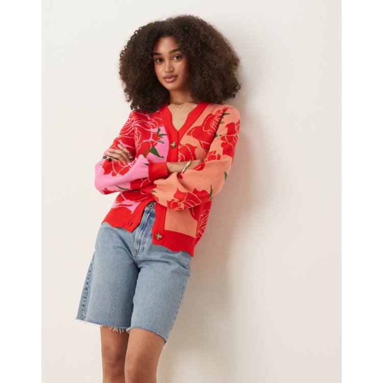 本日限定　andmary Rosie flower knit tops red andmary￤Rosie flower knit tops ANDMARY】Rosie flower knit tops