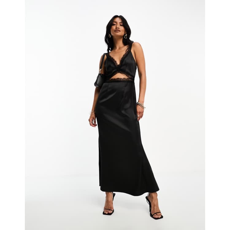 Never Fully Dressed lace cut-out midaxi dress in black | ASOS
