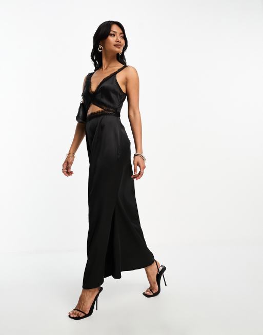 Never Fully Dressed lace cut-out midaxi dress in black