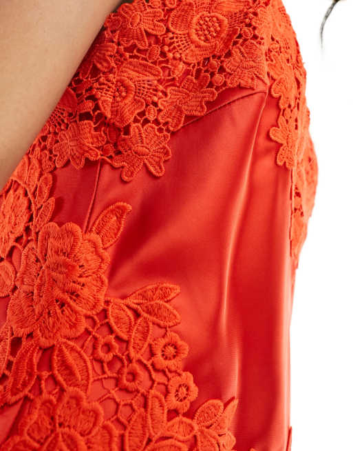 Embroidered Orange Lace