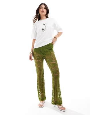 Shop Never Fully Dressed lace trouser in olive co ord Online – Trendy & Affordable Fashion
