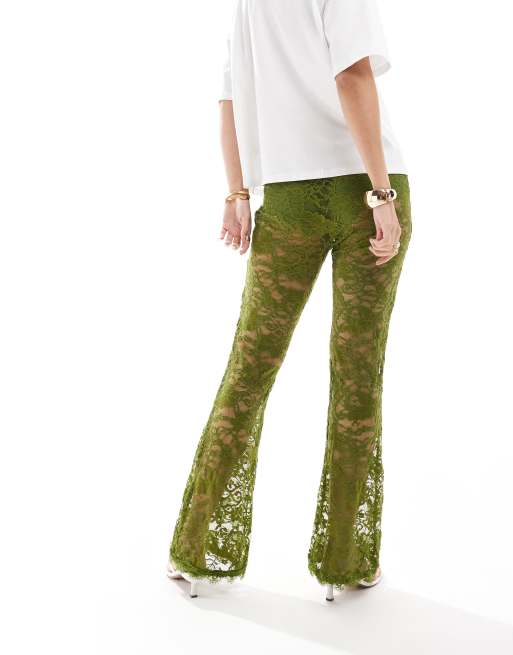 Never Fully Dressed lace trouser in olive co-ord | ASOS