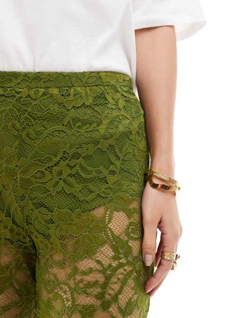 Never Fully Dressed lace trouser in olive co-ord | ASOS
