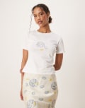 [Never Fully Dressed] Never Fully Dressed lemon print baby tee in oyster (part of a set)-White S Oyster