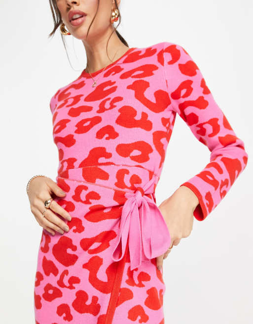 Pink and red leopard print dress hotsell