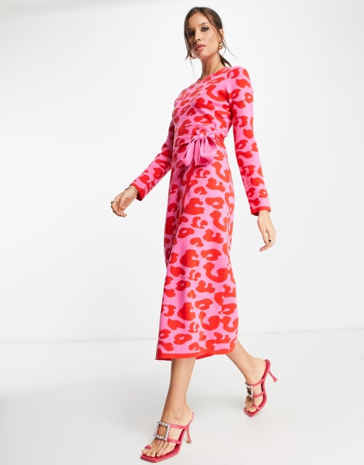 Asos pink hotsell leopard dress