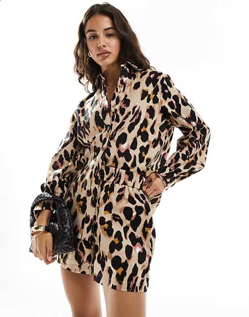Print Linen Top in Leopard Print Linen Top in Leopard