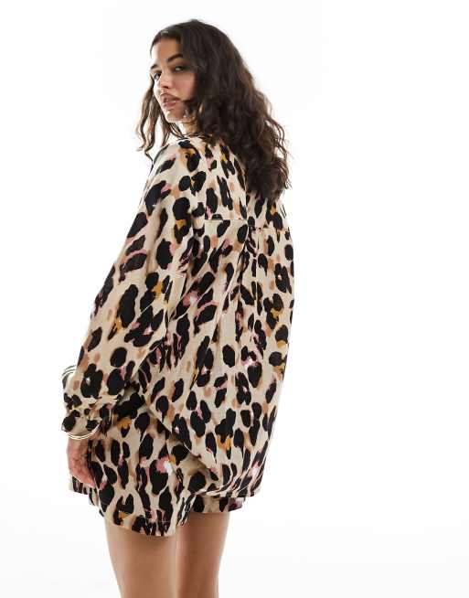 Never Fully Dressed Women s Cotton Linen Leopard Shirt