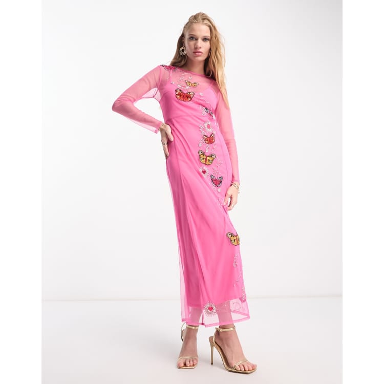 chinese dress ladies LIKE A STATUE BUTTERFLY SLEEVE MAXI DRESS  AKIRA
