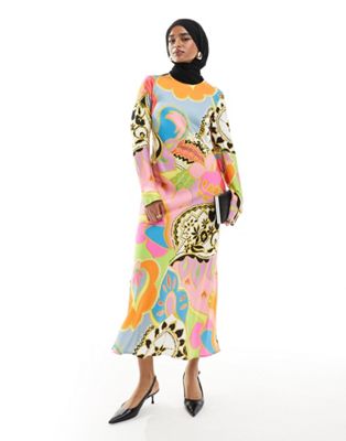 Never Fully Dressed long sleeve maxi dress in abstract floral