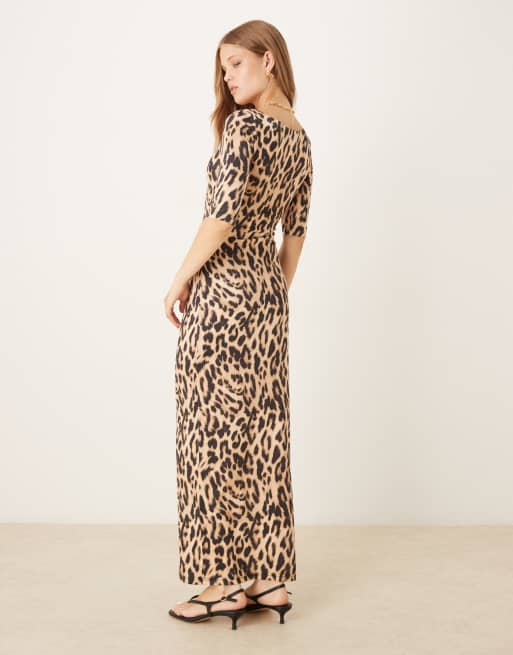 Never Fully Dressed long sleeve maxi dress in leopard print, 3 of 4