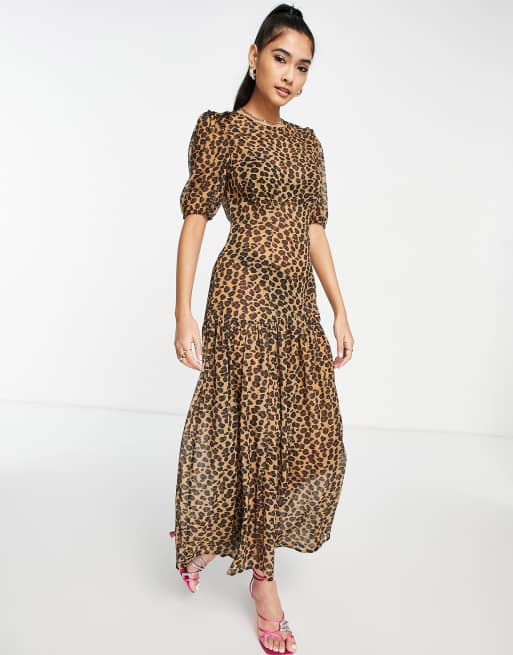 Leopard print hot sale sheer dress