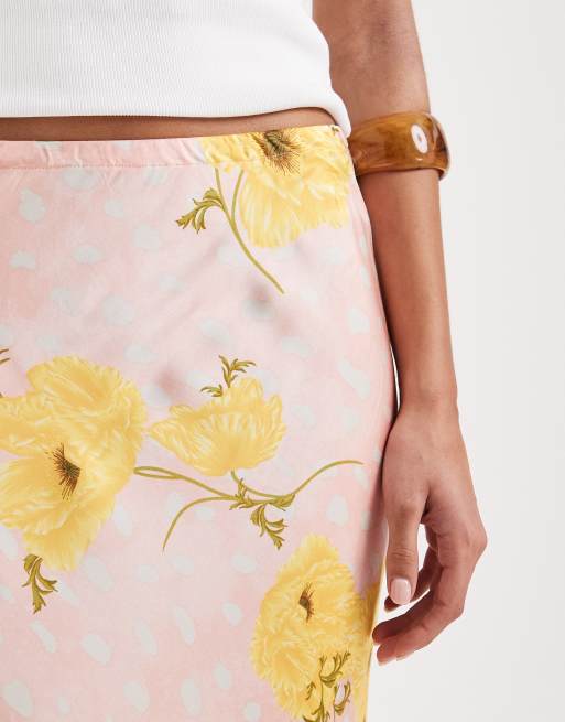 Never Fully Dressed - Maeva - Gonna lunga in raso rosa a pois e a fiori con finiture in pizzo, 2 di 5